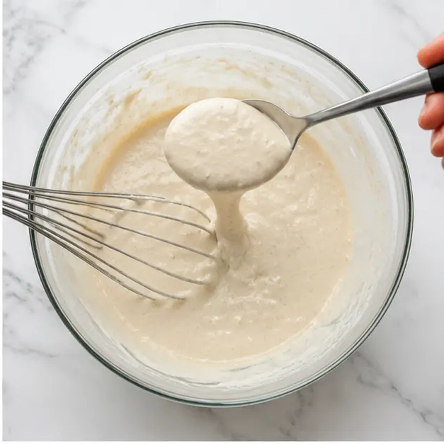 Step 2: Whisking the crispy batter with flour and cornstarch