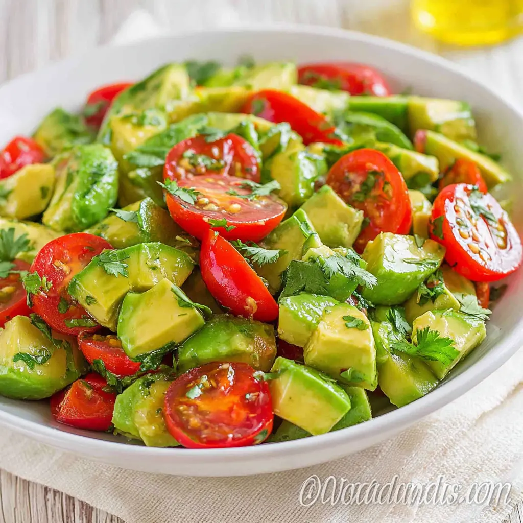 cucumber tomato avocado salad - final presentation