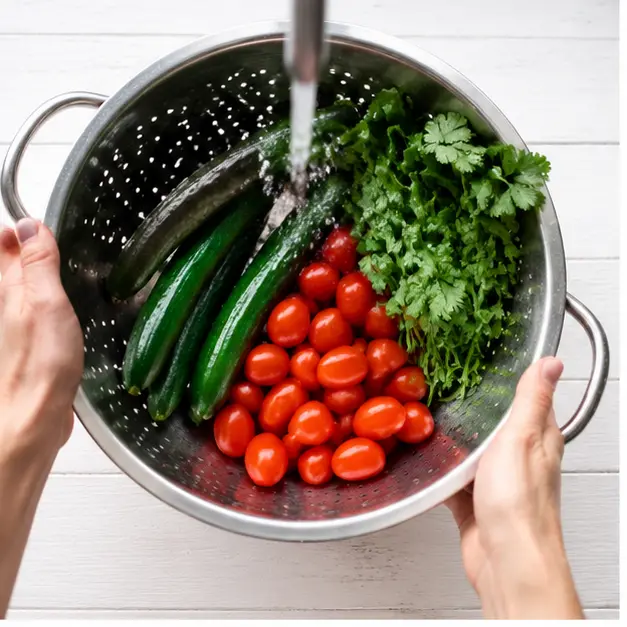 Step 1: Rinse and dry produce