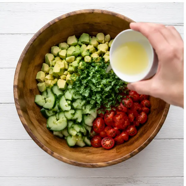 Step 3: Add cilantro and dressing