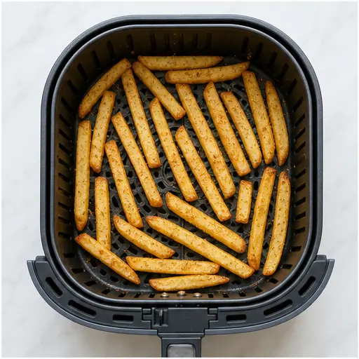 Step 3: Air frying the seasoned fries