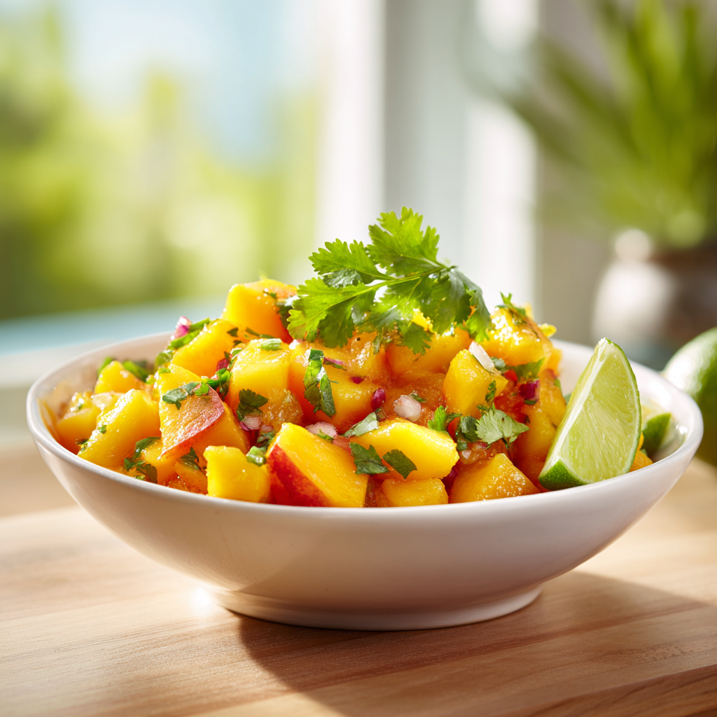 fresh peach salsa - final presentation