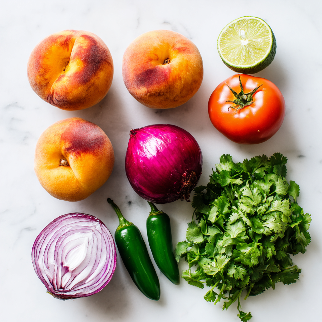 fresh peach salsa - main ingredients