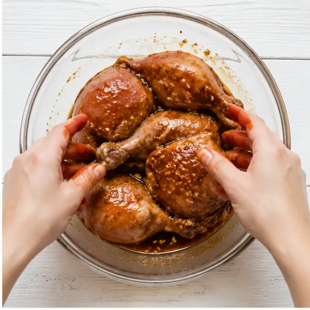 Step 2: Tossing chicken in the sticky glaze
