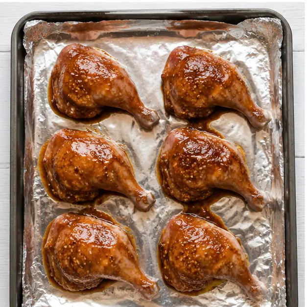 Step 3: Arranging glazed chicken on the baking sheet