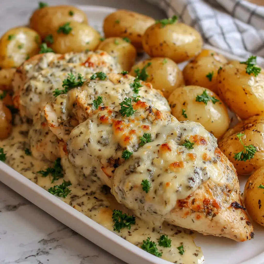 garlic parmesan chicken and potatoes 407713042