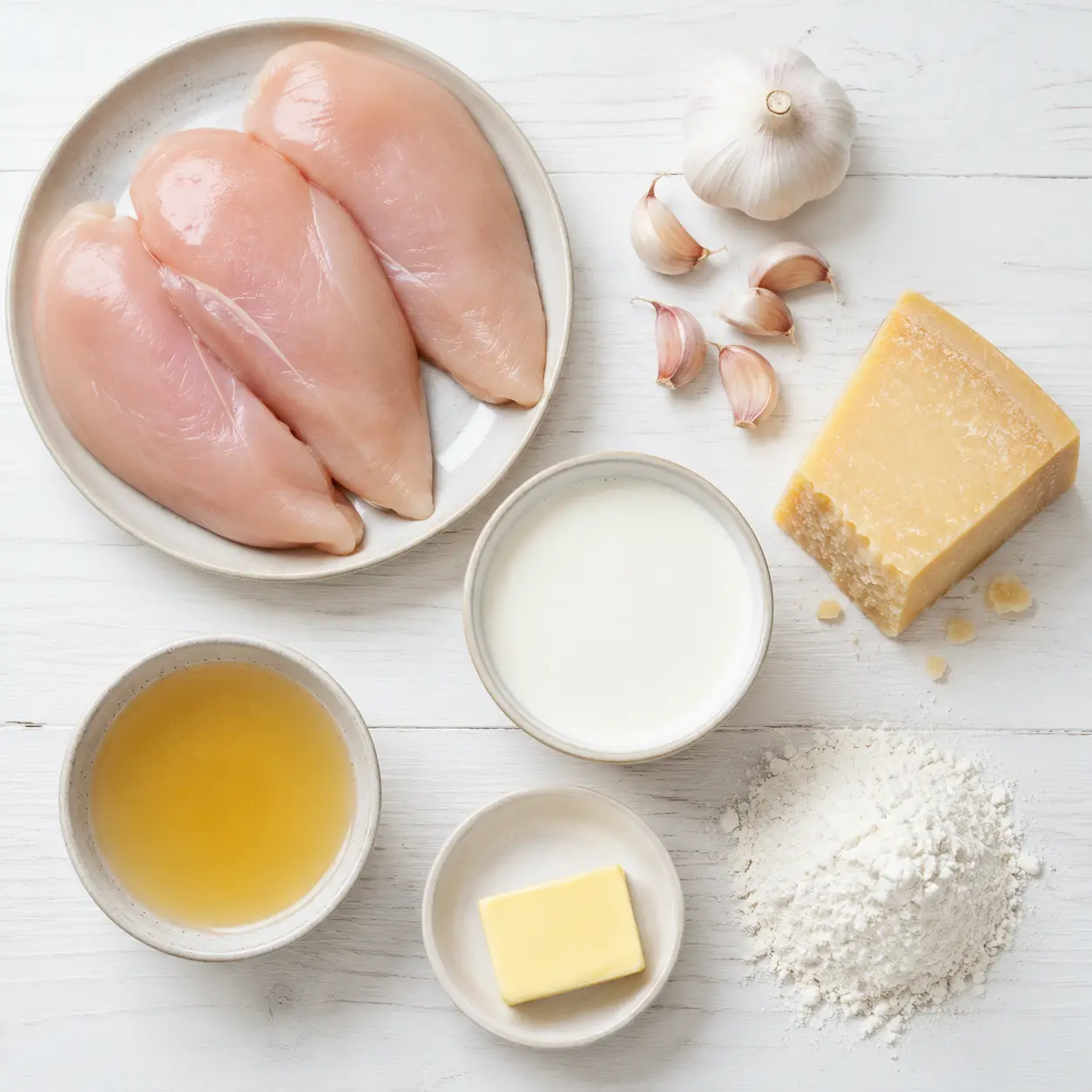 garlic parmesan chicken bake - main ingredients