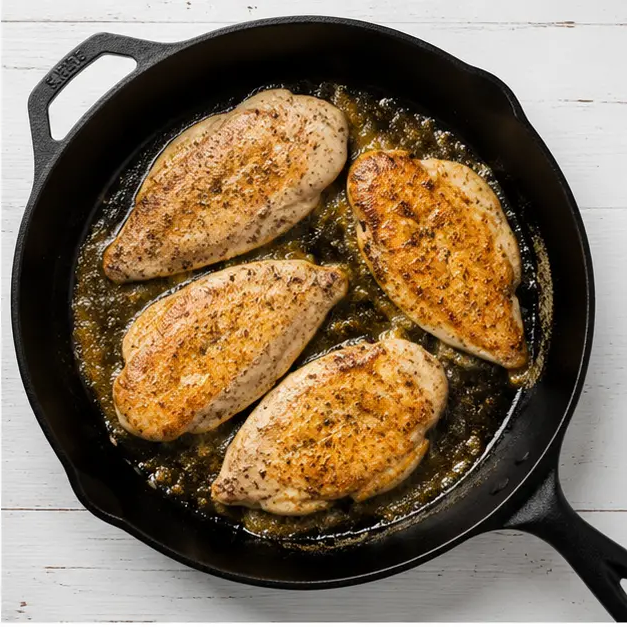 Step 2: Searing chicken until golden brown