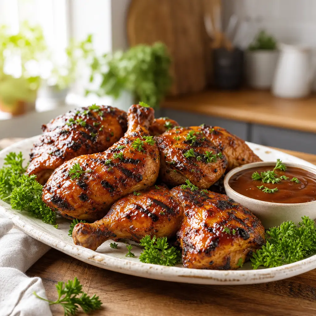 grilled chicken quarters - final presentation