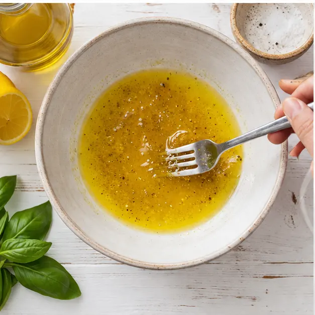Step 3: Whisking Meyer lemon dressing