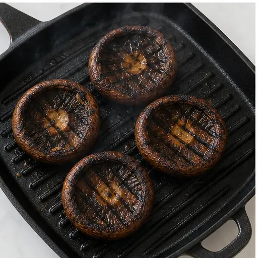 Step 3: Grilling the mushrooms gill-side up