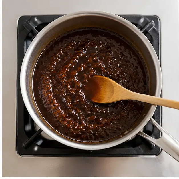 Step 2: Simmer teriyaki sauce until glossy