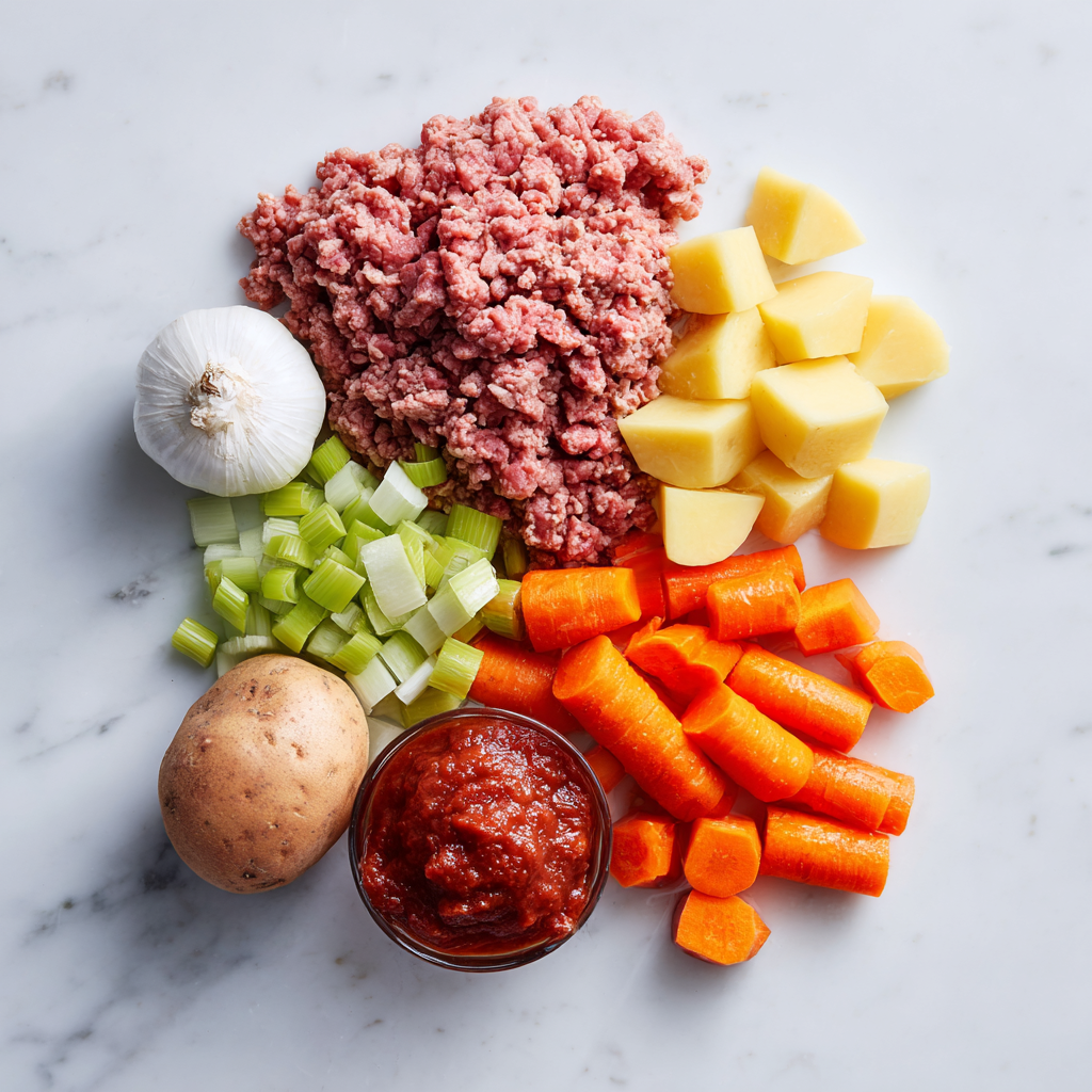 hamburger stew - main ingredients