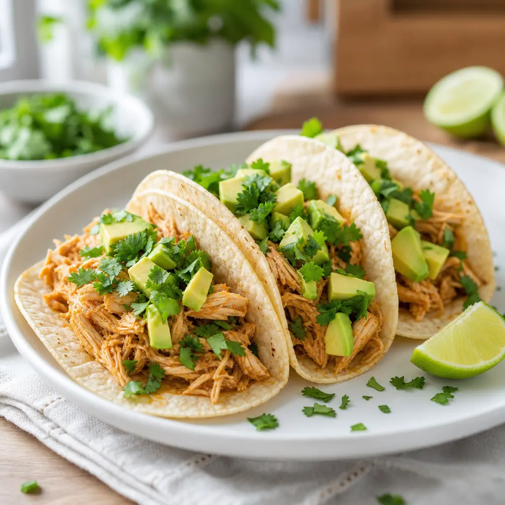 instant pot chicken tacos - final presentation