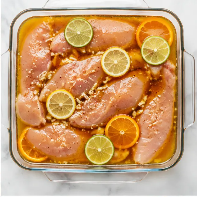 Step 2: Marinating chicken fillets in the citrus mixture