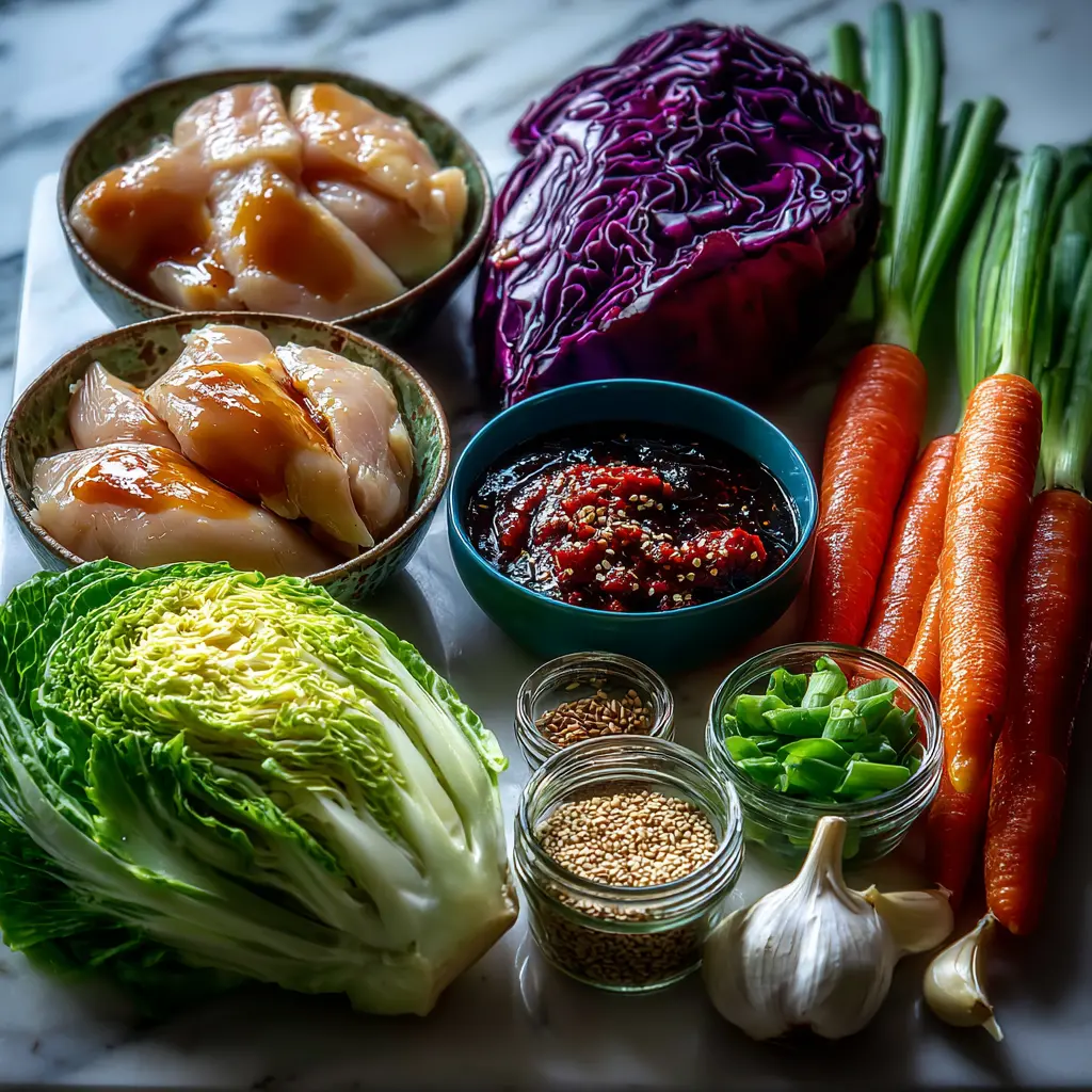 korean bbq chicken sandwich - main ingredients