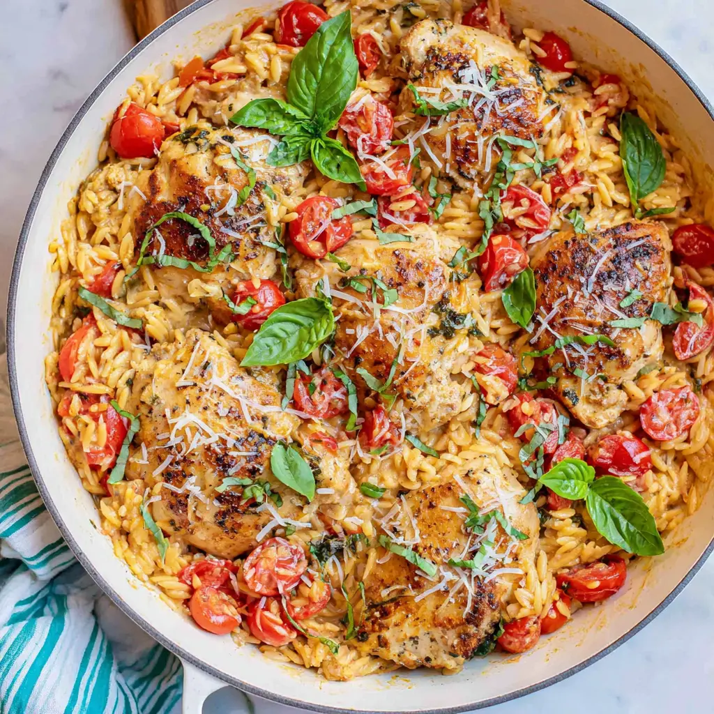 marry me chicken orzo - final presentation