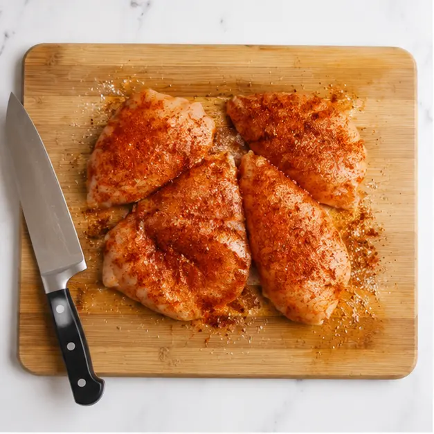 Step 1: Seasoning chicken with smoked paprika and salt