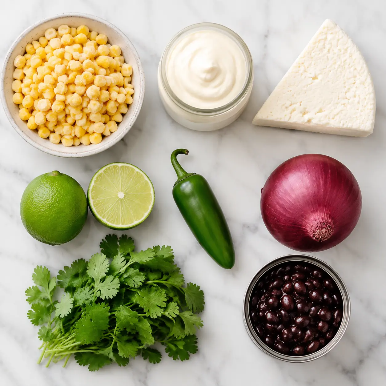 mexican street corninspired bean salad - main ingredients