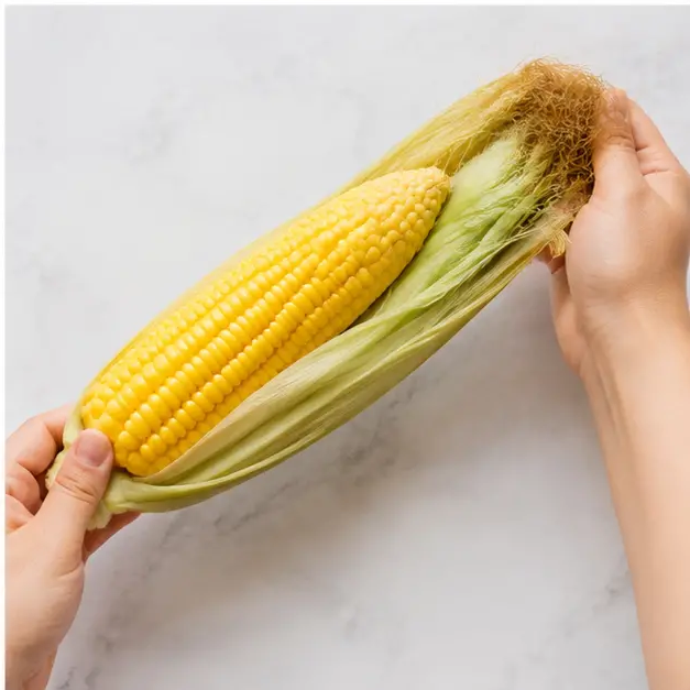 Step 4: Pulling off the husk and silk