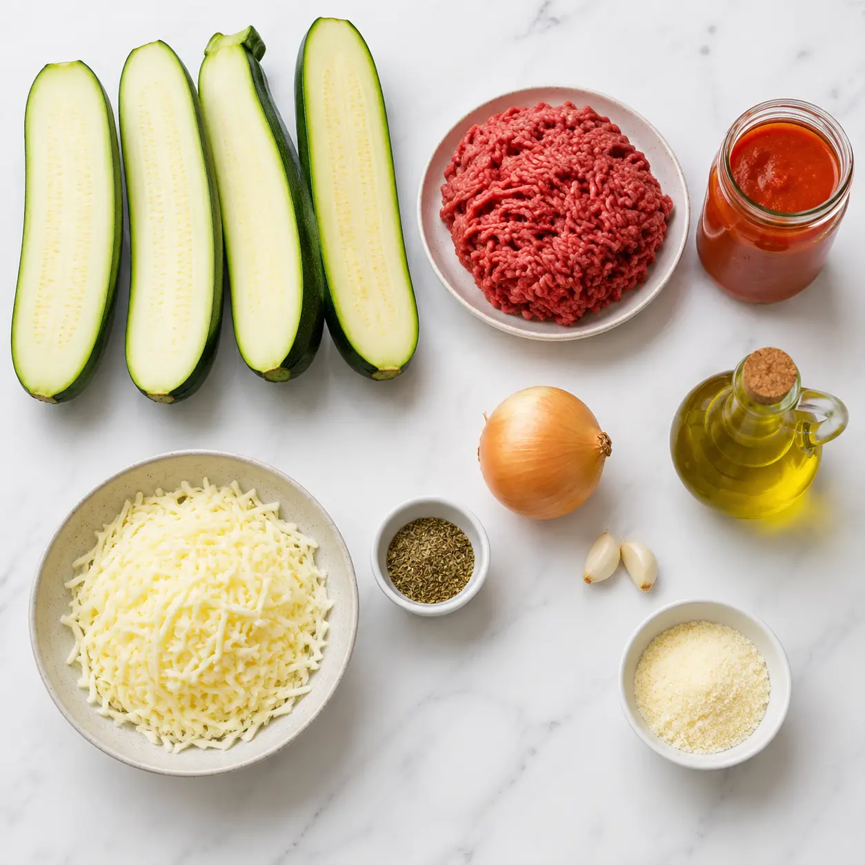 million dollar stuffed zucchini - main ingredients