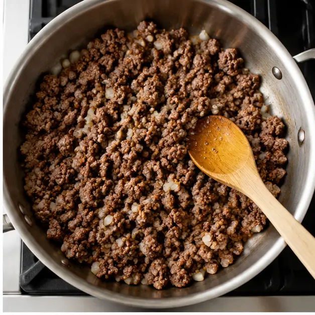 Step 2: Browning the beef filling
