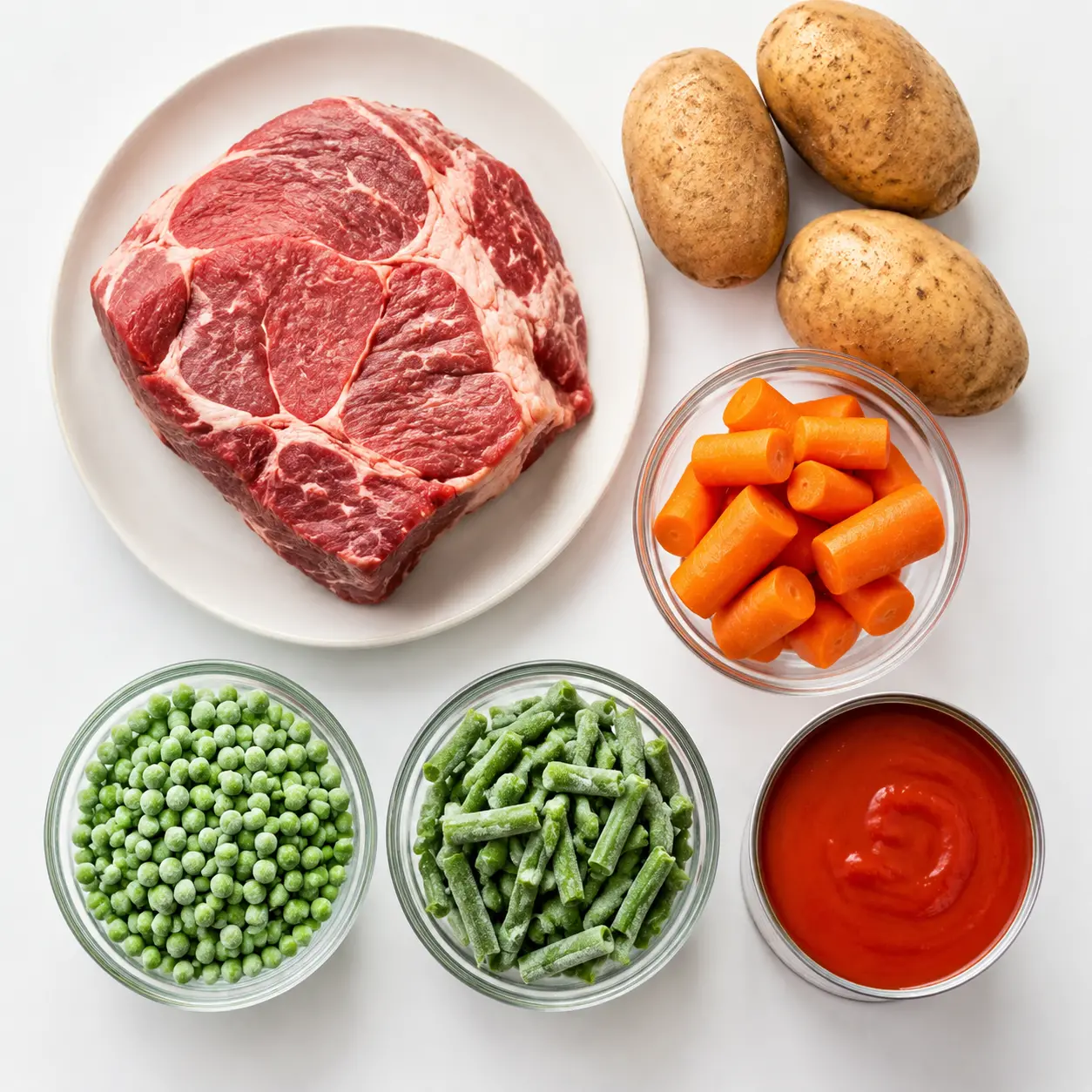 old fashioned vegetable beef soup - main ingredients