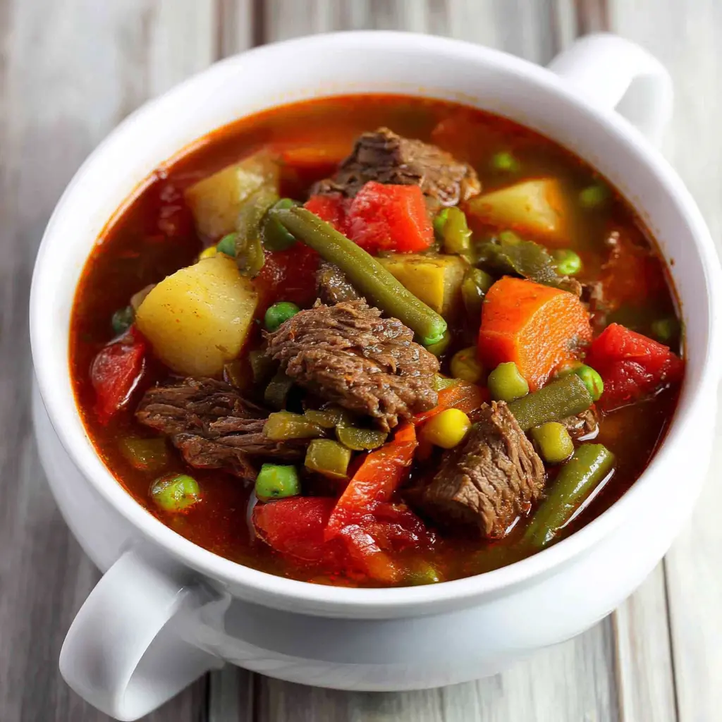 old fashioned vegetable beef soup 845291389