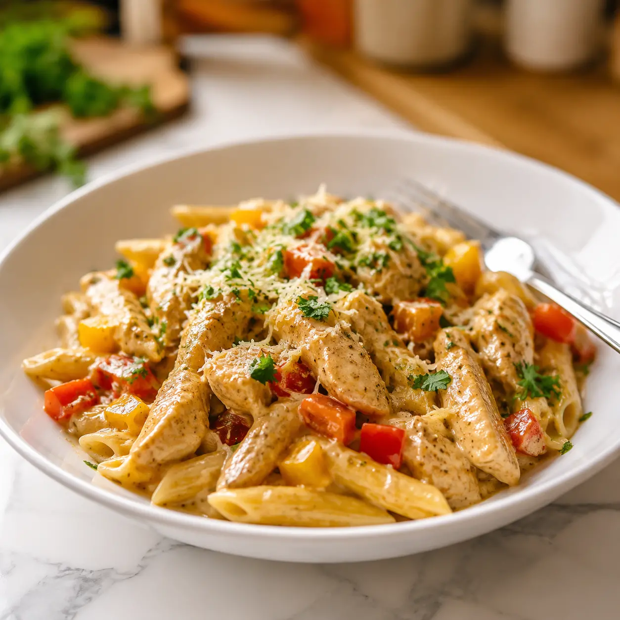 one pot cajun chicken pasta - final presentation