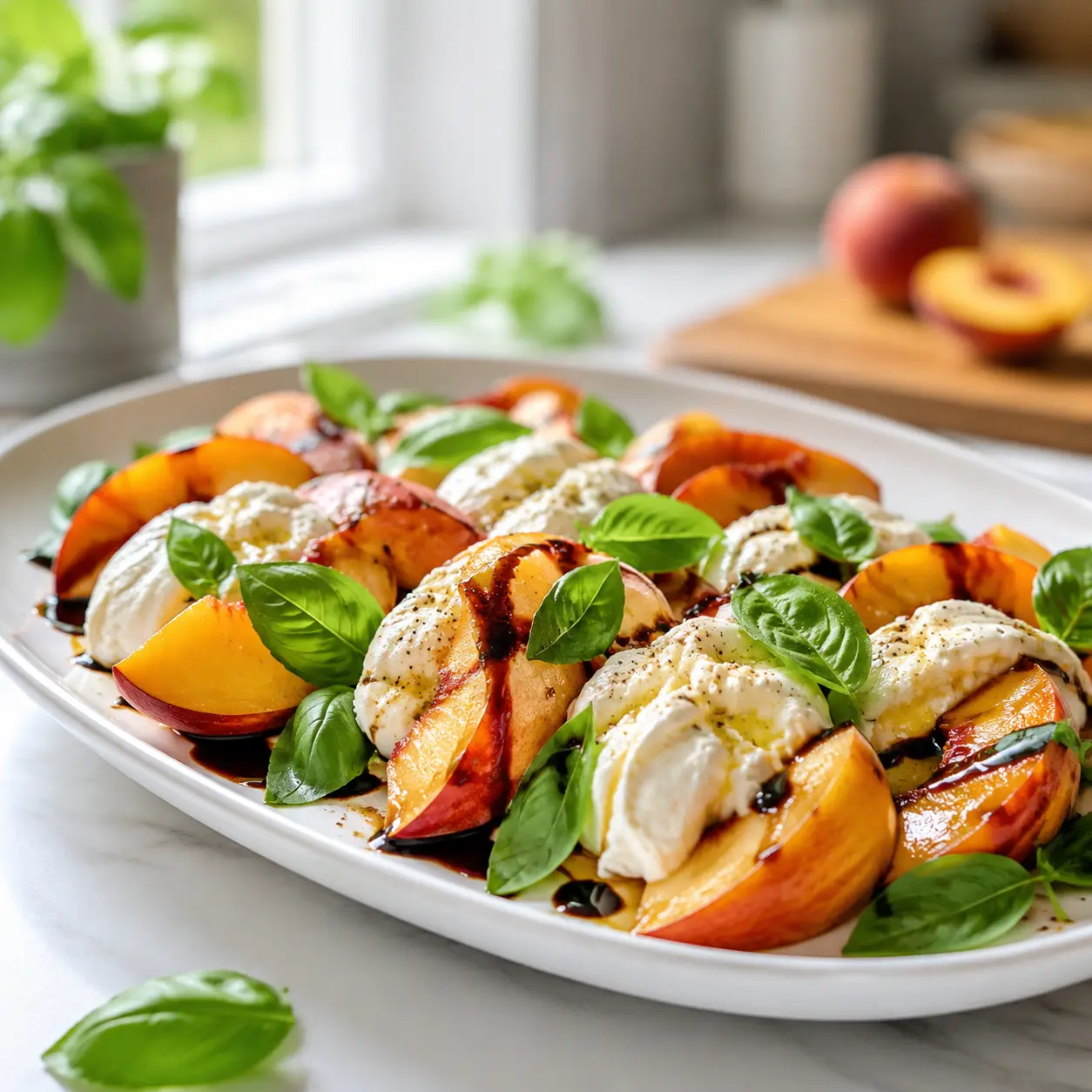 peach burrata salad - final presentation