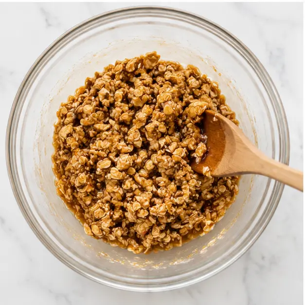 Step 3: Combining wet and dry crumble ingredients
