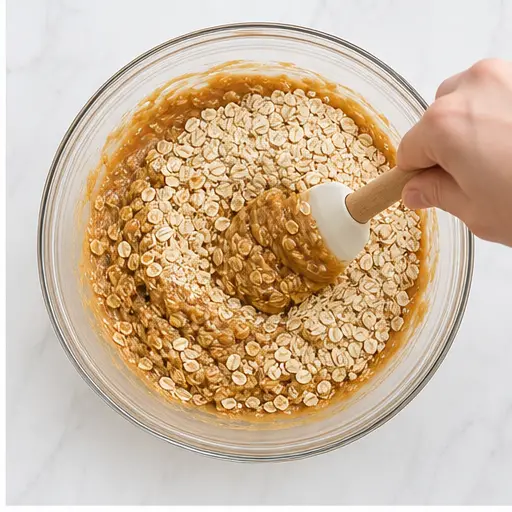 Step 2: Folding rolled oats into the mixture