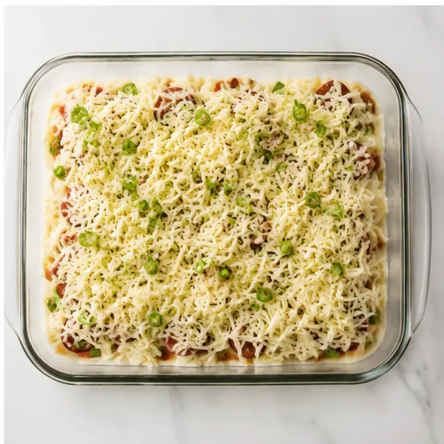 Step 4: Assembled casserole ready to bake