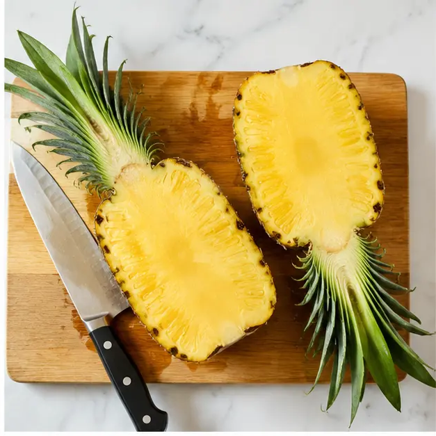 Step 2: Cutting pineapple into chunks