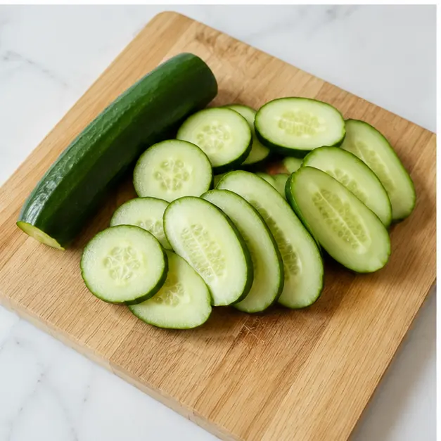 Step 3: Slicing cucumber into half-moons