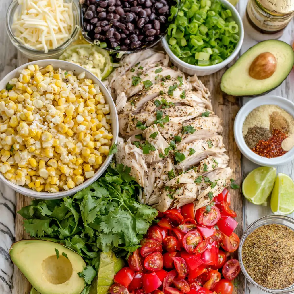 quick southwest chicken salad - main ingredients