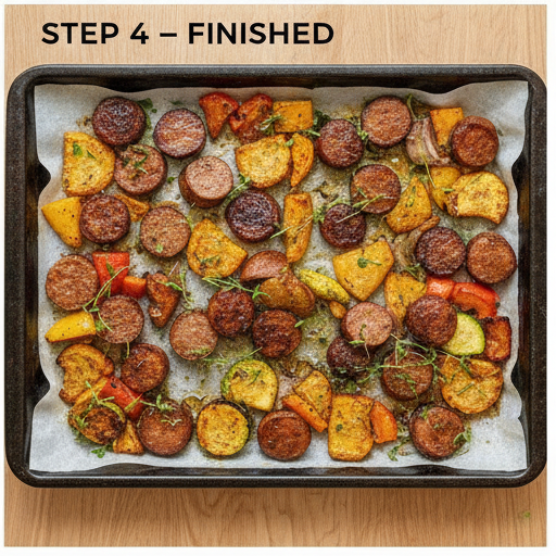 sheet pan sausage peppers zucchini - step 4