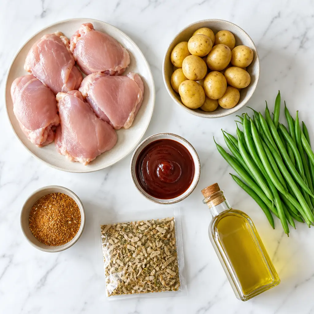 sheet pan bbq chicken - main ingredients