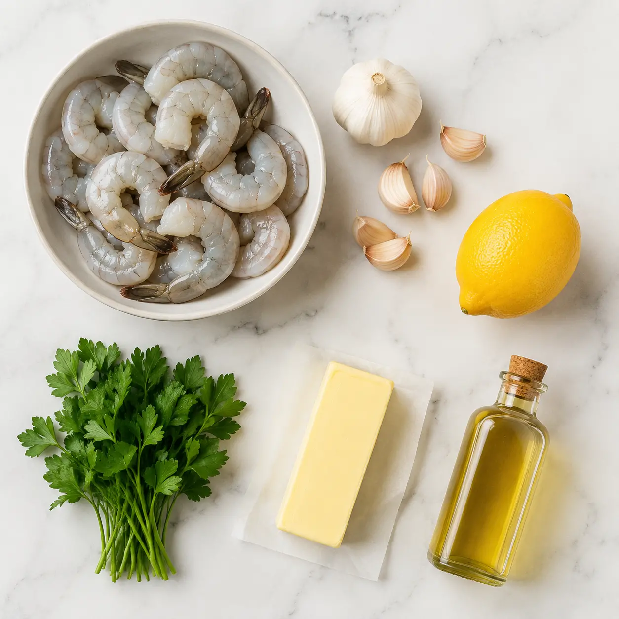 shrimp scampi - main ingredients