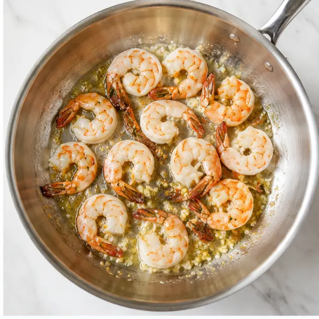 Step 2: Sear shrimp until pink and opaque