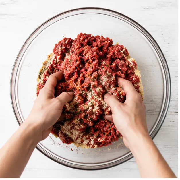 Step 1: Mix ground beef with seasonings
