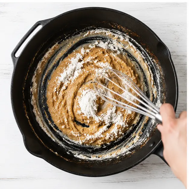 Step 3: Make roux with drippings and flour