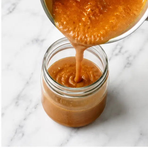 Step 2: Pour sauce into storage jar