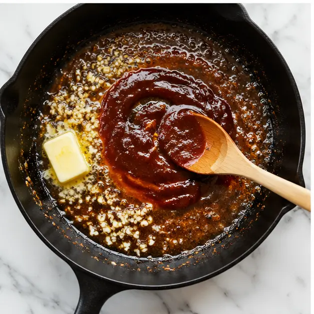 Step 3: Make the honey BBQ cream sauce with butter and garlic