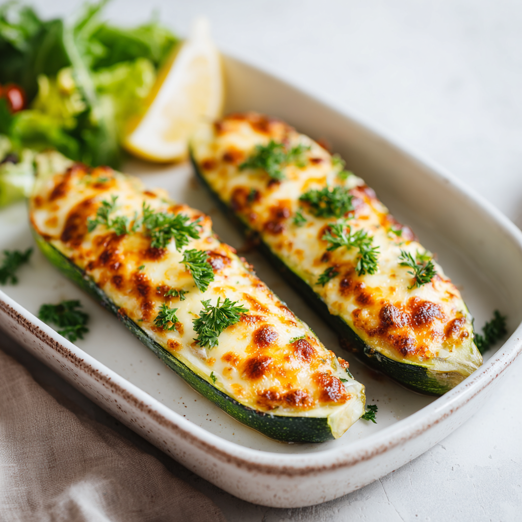 stuffed zucchini boats - final presentation
