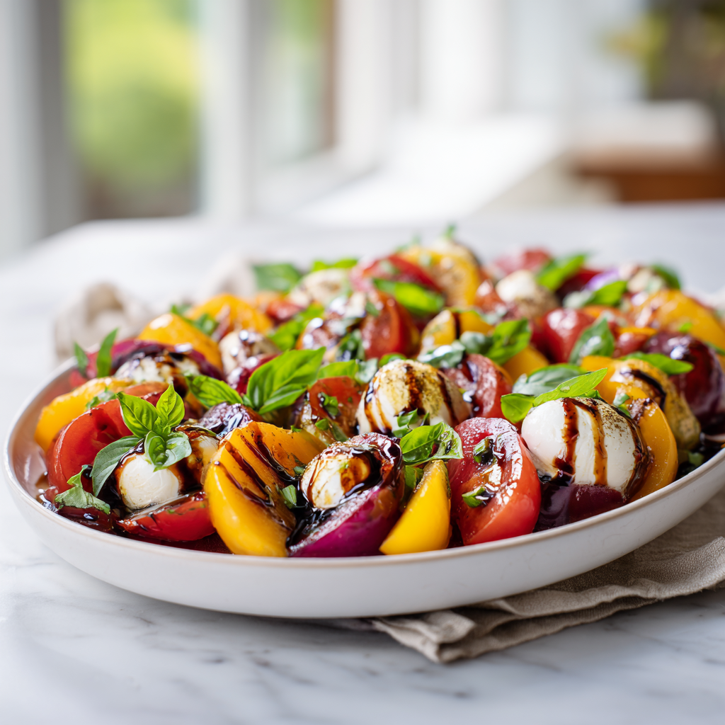 summer fruit caprese salad - final presentation