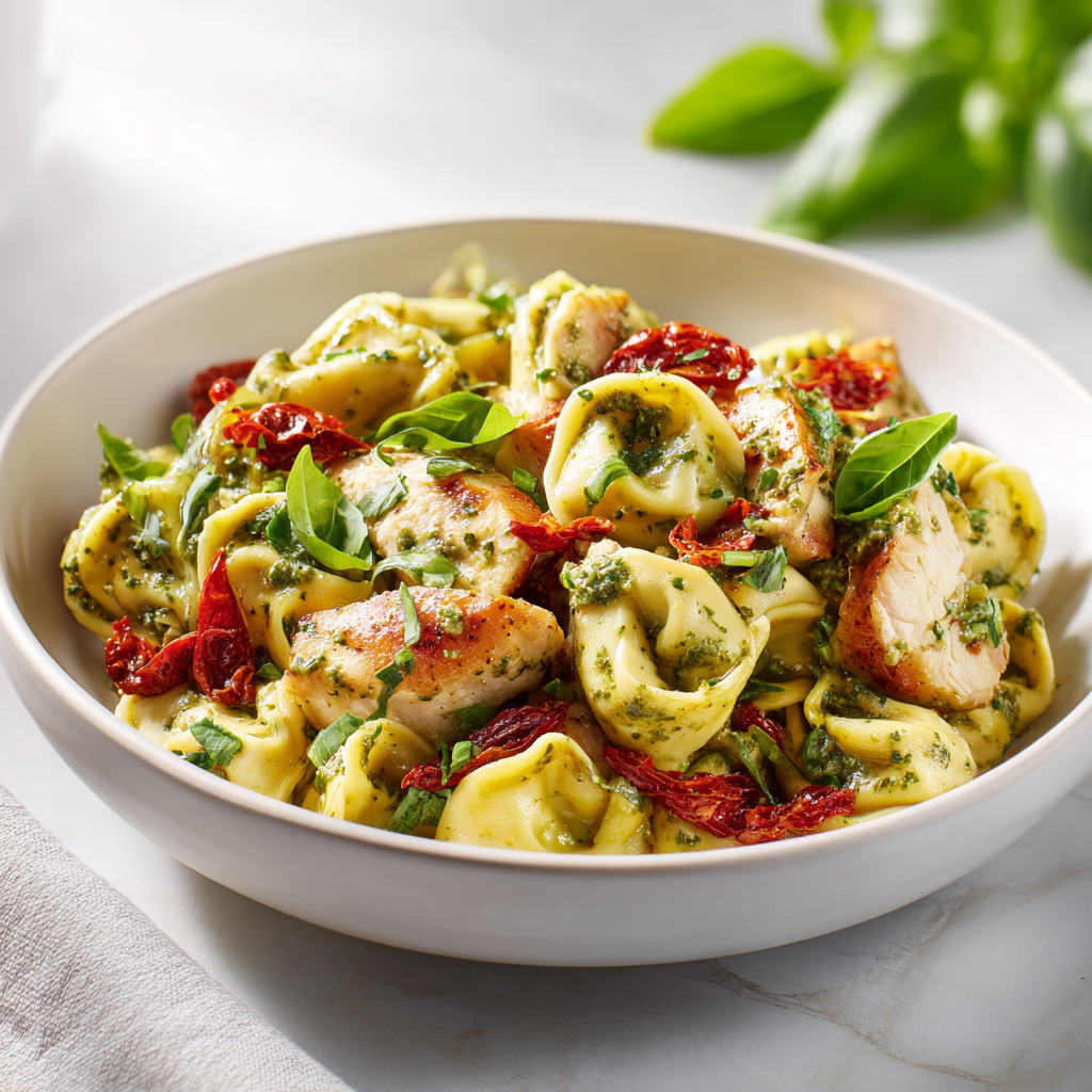 summer pesto tortellini skillet