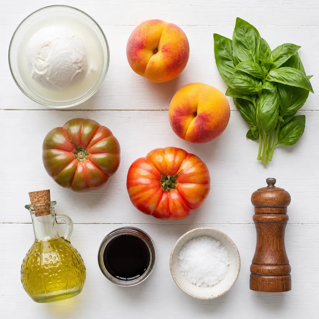 summer fruit caprese salad - main ingredients