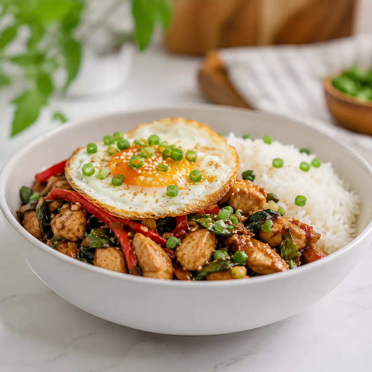 thai basil chicken - final presentation
