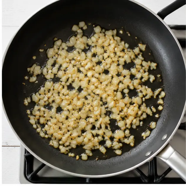 Step 2: Sauté aromatics in hot oil